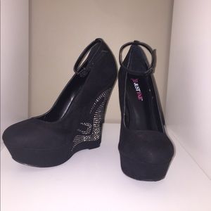 Black Bedazzled Wedges